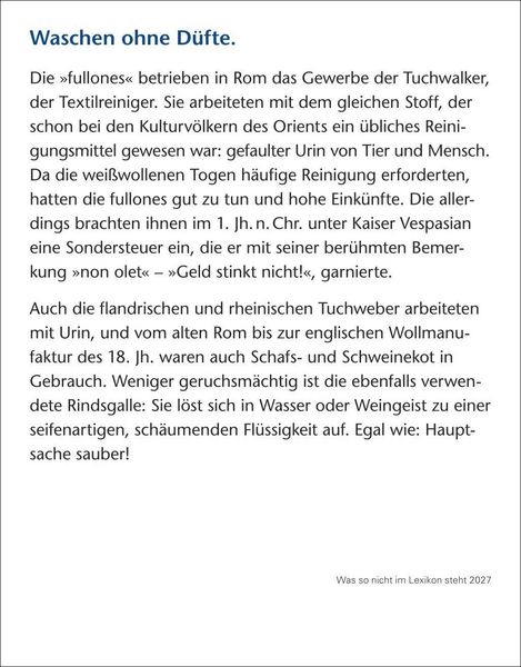 Produktbild: Was so nicht im Lexikon steht Tagesabrei&szlig;kalender 2027 - Kuriosit&auml;ten, Hist&ouml;rchen und merkw&uuml;rdige Geschichten