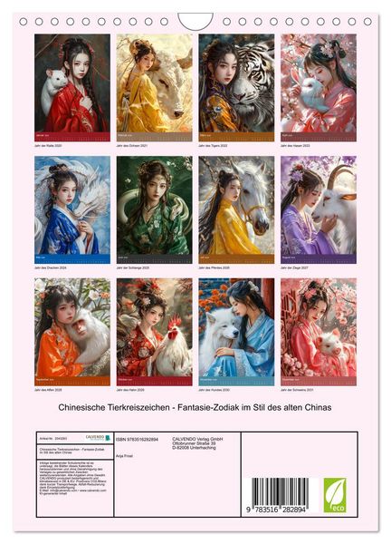 Produktbild: Chinesische Tierkreiszeichen - Fantasie-Zodiak im Stil des alten Chinas (Wandkalender 2026 DIN A4 hoch), CALVENDO Monatskalender