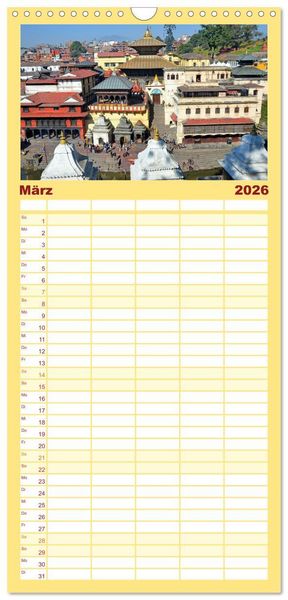 Produktbild: Familienplaner 2026 - Im Kathmandutal mit 5 Spalten (Wandkalender, 21 x 45 cm) CALVENDO