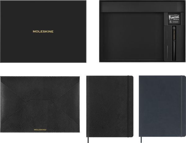 Produktbild: Moleskine Vegea Notizb&uuml;cher (2x), XL, liniert, weicher Einband, schwarz und Capri Petroleum