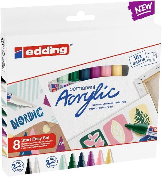 Produktbild: Edding Acrylmarker Acrylic 5300+5100 nordic 8er Starter Set