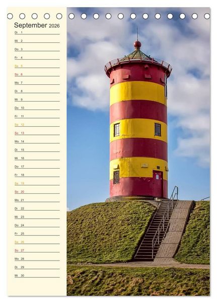 Produktbild: Deutsche Leuchtt&uuml;rme - maritimer Geburtstagsplaner (Tischkalender 2026 DIN A5 hoch), CALVENDO Monatskalender