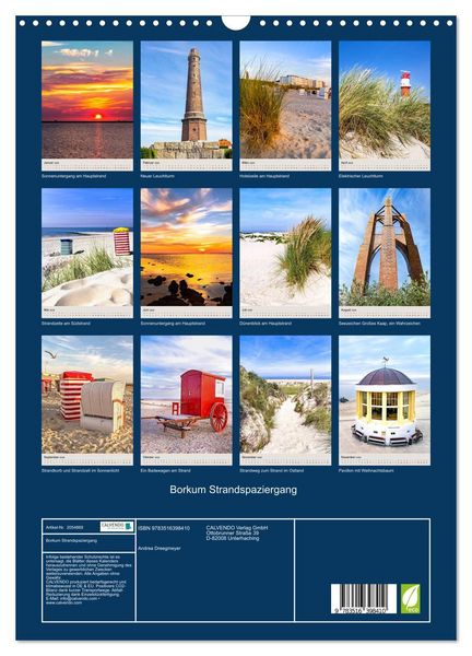 Produktbild: Borkum Strandspaziergang (Wandkalender 2026 DIN A3 hoch), CALVENDO Monatskalender