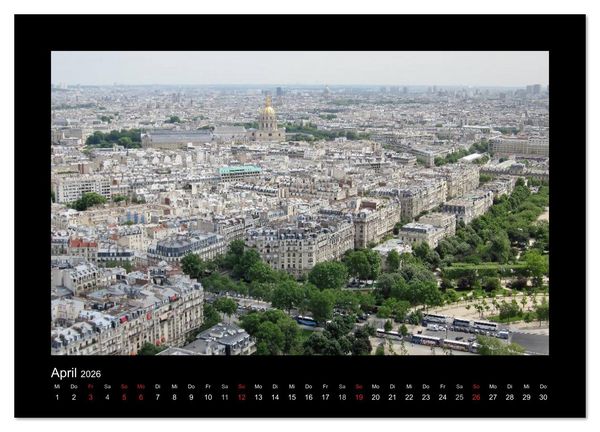 Produktbild: Paris von oben (hochwertiger Premium Wandkalender 2026 DIN A2 quer), Kunstdruck in Hochglanz