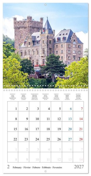 Produktbild: German castles and palaces on the Upper Middle Rhine Part One (Wall Calendar 2027 12 &times; 12 Inch) CALVENDO 12 Month Wall Calendar