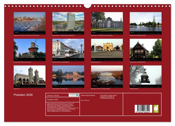 Produktbild: Potsdam 2026 (Wandkalender 2026 DIN A3 quer), CALVENDO Monatskalender
