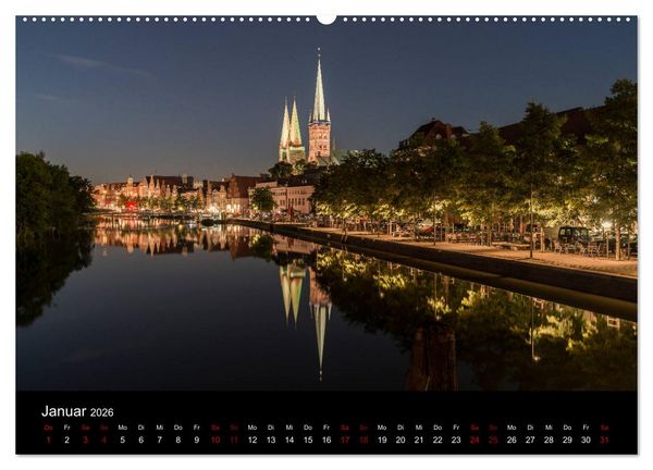 Produktbild: Eine Nacht in L&uuml;beck (hochwertiger Premium Wandkalender 2026 DIN A2 quer), Kunstdruck in Hochglanz