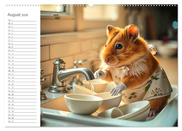 Produktbild: Hamsti Haushalt - Ordnung mit Pfiff und Flausch (hochwertiger Premium Wandkalender 2026 DIN A2 quer), Kunstdruck in Hochglanz