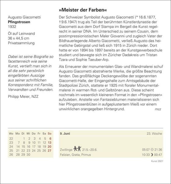 Produktbild: Kunst Tagesabrei&szlig;kalender 2027 - Kulturkalender - K&uuml;nstler, Werke, Museen