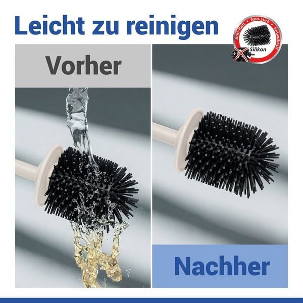 Produktbild: WC-Garnitur Mod. Fablo Creme, aus hochwertiger Keramik, mit Silikon-B&uuml;rstenkopf