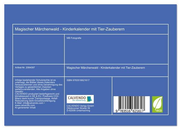 Produktbild: Magischer M&auml;rchenwald - Kinderkalender mit Tier-Zauberern (Tischkalender 2026 DIN A5 quer), CALVENDO Monatskalender