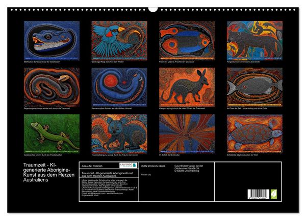 Produktbild: Traumzeit - KI-generierte Aborigine-Kunst aus dem Herzen Australiens (Wandkalender 2026 DIN A2 quer), CALVENDO Monatskalender