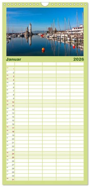 Produktbild: Familienplaner 2026 - Bodensee - "Die D&ouml;rfer sind wie ein Garten ..." (Rainer Maria Rilke) mit 5 Spalten (Wandkalender, 21 x 45 cm) CALVENDO