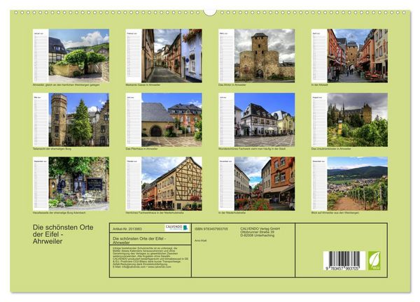 Produktbild: Die sch&ouml;nsten Orte der Eifel - Ahrweiler (hochwertiger Premium Wandkalender 2026 DIN A2 quer), Kunstdruck in Hochglanz