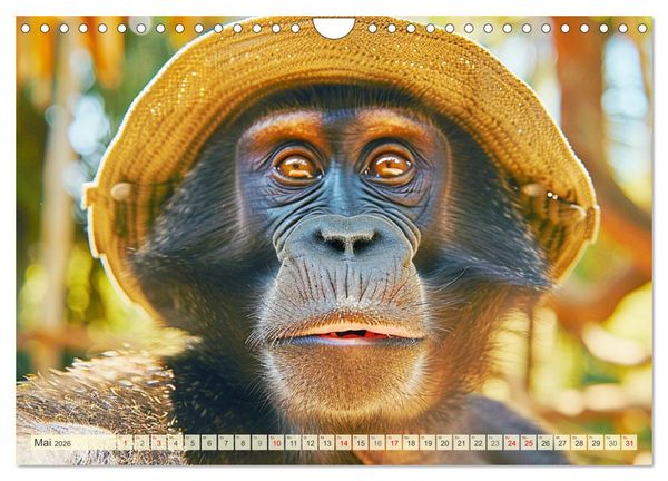 Produktbild: Affige Selfies. Tierisch witziges aus dem Dschungel (Wandkalender 2026 DIN A4 quer), CALVENDO Monatskalender
