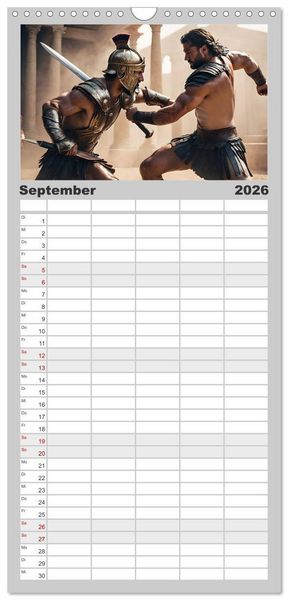 Produktbild: Familienplaner 2026 - Gladiatoren - ein Leben f&uuml;r den Kampf mit 5 Spalten (Wandkalender, 21 x 45 cm) CALVENDO