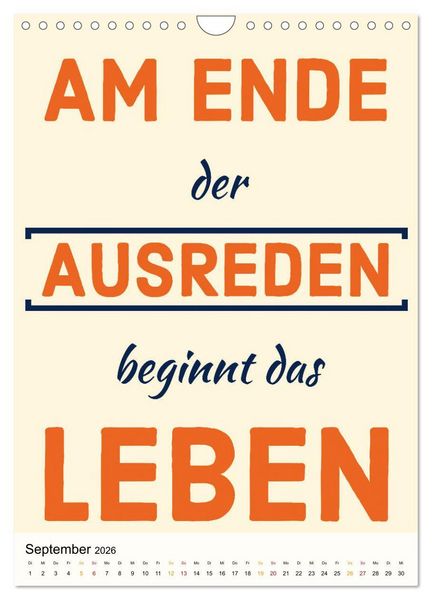 Produktbild: Dein monatlicher Motivationsschub: Das Leben wird nicht leichter, Du wirst nur st&auml;rker. (Wandkalender 2026 DIN A4 hoch), CALVENDO Monatskalender
