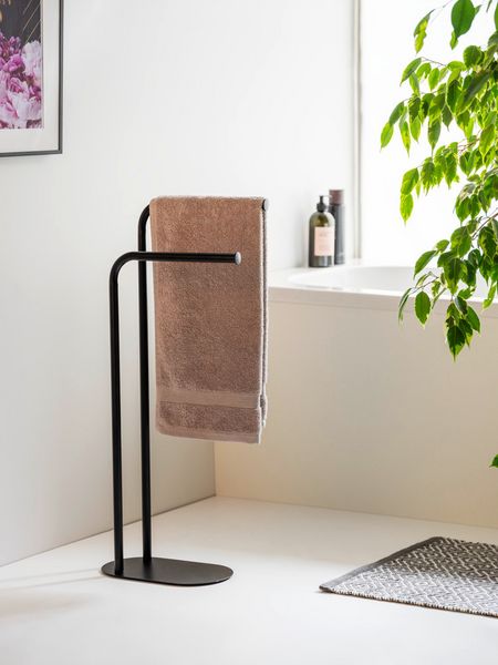 Produktbild: Handtuchst&auml;nder Mod. Levante, schwarz, Stahl, 30x79x17 cm, mit 2 Armen, freistehend