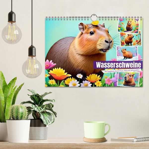 Produktbild: Wasserschweine. Mit Capybaras durch Fluss, Feld und Jahreszeiten (Wandkalender 2026 DIN A4 quer), CALVENDO Monatskalender