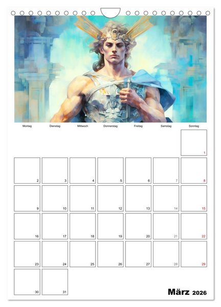 Produktbild: Der g&ouml;ttliche Planer. Aquarelle von antiken griechischen G&ouml;ttern (Wandkalender 2026 DIN A4 hoch), CALVENDO Monatskalender