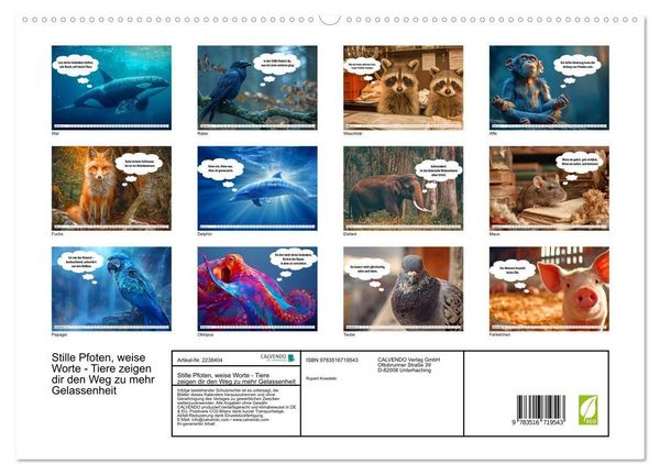 Produktbild: Stille Pfoten, weise Worte - Tiere zeigen dir den Weg zu mehr Gelassenheit (hochwertiger Premium Wandkalender 2026 DIN A2 quer), Kunstdruck in Hochglanz