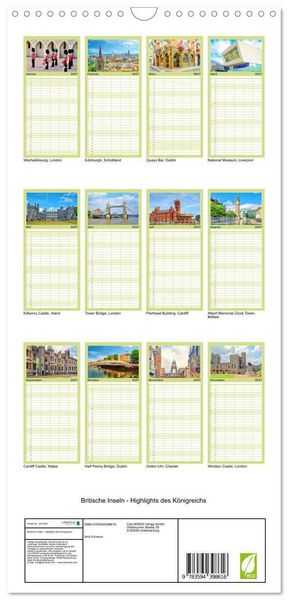 Produktbild: Familienplaner 2027 - Britische Inseln - Highlights des K&ouml;nigreichs mit 5 Spalten (Wandkalender, 21 x 45 cm) CALVENDO