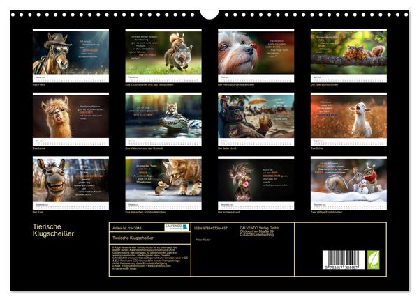 Produktbild: Tierische Klugschei&szlig;er (Wandkalender 2026 DIN A3 quer), CALVENDO Monatskalender