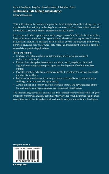 Produktbild: Multimedia Data Mining and Analytics