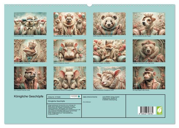 Produktbild: K&ouml;nigliche Gesch&ouml;pfe (hochwertiger Premium Wandkalender 2026 DIN A2 quer), Kunstdruck in Hochglanz