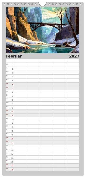 Produktbild: Familienplaner 2027 - Landschaften im Jahreskreis mit 5 Spalten (Wandkalender, 21 x 45 cm) CALVENDO