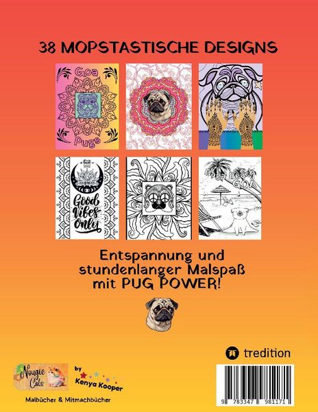 Produktbild: Goa Pugs Hund Malbuch f&uuml;r Erwachsene 38 Mops Ausmalbilder mit Mandala, Indien-Motiven M&ouml;pse Malseiten f&uuml;r Frauen, Teenager, M&auml;dchen, Tweens, Hundemama, Mops-Fans