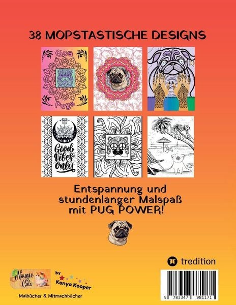 Produktbild: Goa Pugs Hund Malbuch f&uuml;r Erwachsene 38 Mops Ausmalbilder mit Mandala, Indien-Motiven M&ouml;pse Malseiten f&uuml;r Frauen, Teenager, M&auml;dchen, Tweens, Hundemama