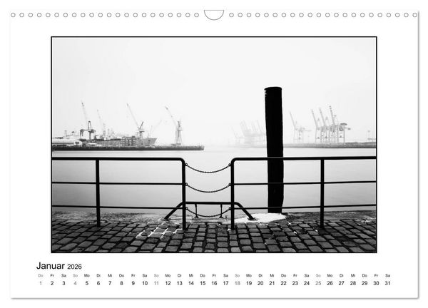 Produktbild: Hamburg in schwarz-wei&szlig; (Wandkalender 2026 DIN A3 quer), CALVENDO Monatskalender