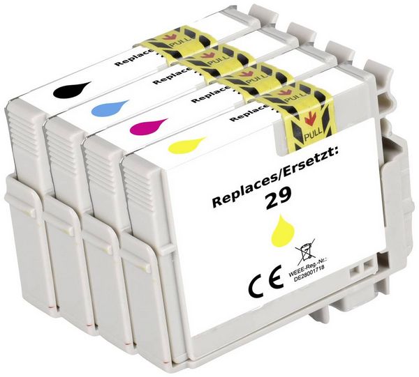 Produktbild: Renkforce Druckerpatrone ersetzt Epson 29, T2986, T2981, T2982, T2983, T2984 Kompatibel Kombi-Pack Schwarz, Cyan, Magenta, Gelb RF-5705460