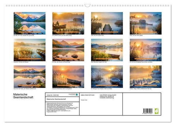 Produktbild: Malerische Seenlandschaft (Wandkalender 2027 DIN A2 quer), CALVENDO Monatskalender