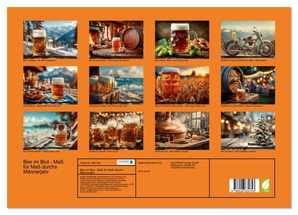 Produktbild: Bier im Blut - Ma&szlig; f&uuml;r Ma&szlig; durchs M&auml;nnerjahr (hochwertiger Premium Wandkalender 2026 DIN A2 quer), Kunstdruck in Hochglanz