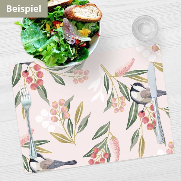 Produktbild: Tischsetmacher Tischsets Meisen mit Beeren, aus hochwertigem Vinyl (4 St&uuml;ck), 44 x 32 cm