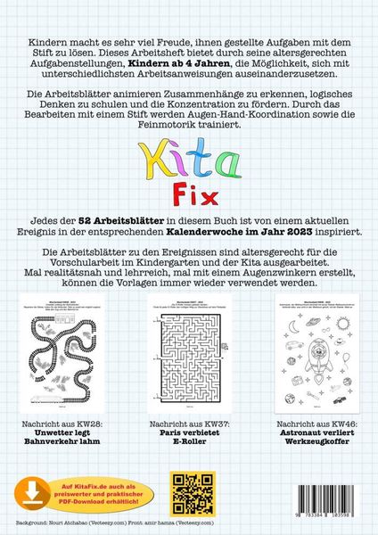 Produktbild: KitaFix-Kreativ: Arbeitsbl&auml;tter Jahresr&uuml;ckblick 2023 (Das Jahr in 52 Arbeitsbl&auml;ttern)
