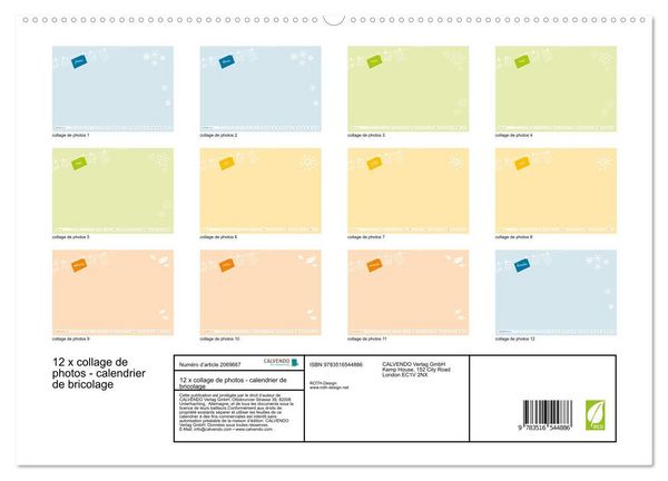 Produktbild: 12 x collage de photos - calendrier de bricolage (Calendrier mural 2026 DIN A2 vertical) calendrier de bureau