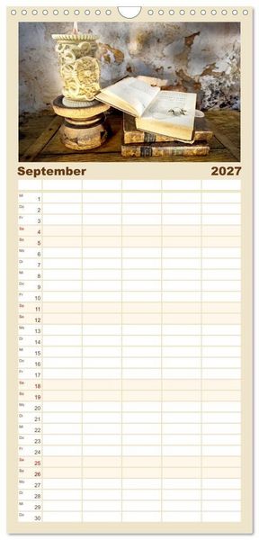 Produktbild: Familienplaner 2027 - Wabi Sabi: All die sch&ouml;nen alten Dinge mit 5 Spalten (Wandkalender, 21 x 45 cm) CALVENDO