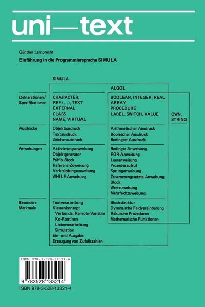 Produktbild: Einf&uuml;hrung in die Programmiersprache SIMULA