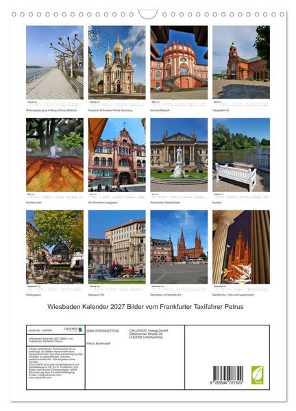 Produktbild: Wiesbaden Kalender 2027 Bilder vom Frankfurter Taxifahrer Petrus (Wandkalender 2027 DIN A3 hoch), CALVENDO Monatskalender
