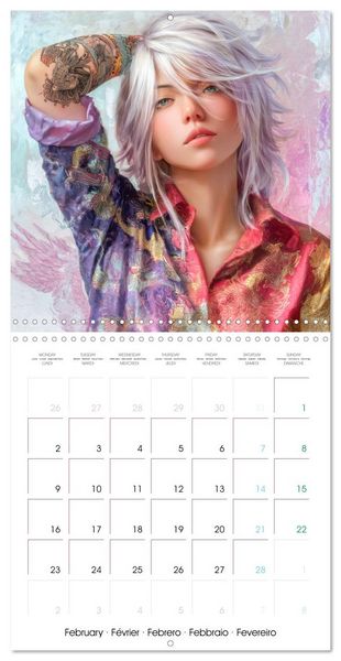 Produktbild: Women with tattoos - Inspired by Asia and the Manga style (Wall Calendar 2026 12 &times; 12 Inch) CALVENDO 12 Month Wall Calendar