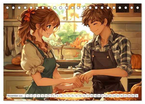 Produktbild: Das Jahr der Liebe: Verliebte P&auml;rchen im Manga-Stil (Tischkalender 2026 DIN A5 quer), CALVENDO Monatskalender