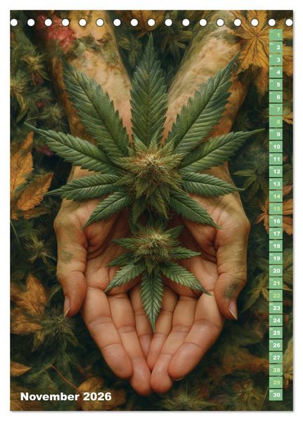Produktbild: Rauschende Aussichten - Der ultimative Cannabis-Kalender (Tischkalender 2026 DIN A5 hoch), CALVENDO Monatskalender