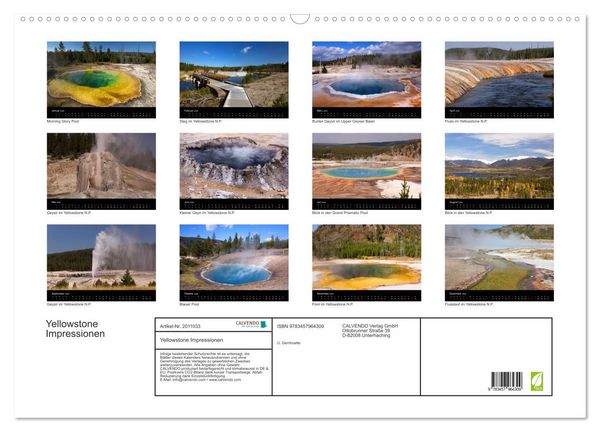 Produktbild: Yellowstone Impressionen (Wandkalender 2026 DIN A2 quer), CALVENDO Monatskalender