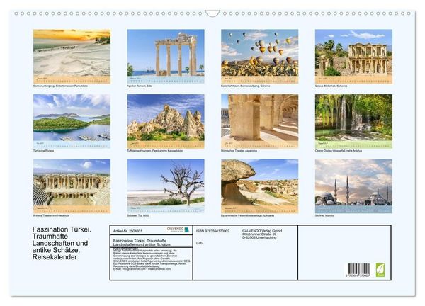Produktbild: Faszination T&uuml;rkei. Traumhafte Landschaften und antike Sch&auml;tze. Reisekalender (Wandkalender 2027 DIN A2 quer), CALVENDO Monatskalender