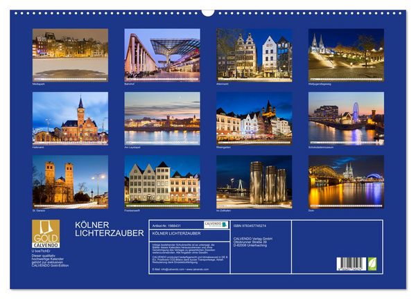 Produktbild: K&Ouml;LNER LICHTERZAUBER (Wandkalender 2026 DIN A2 quer), CALVENDO Monatskalender