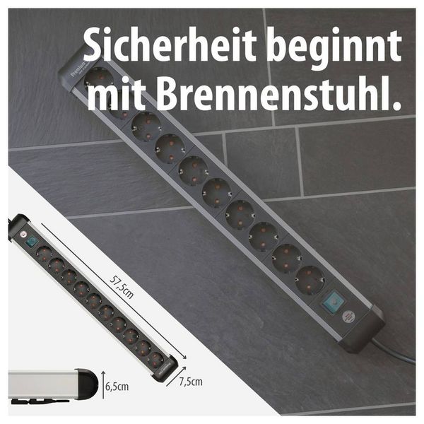 Produktbild: Brennenstuhl 1391030000 Steckdosenleiste mit Schalter Silber, Schwarz Schutzkontakt 1 St.