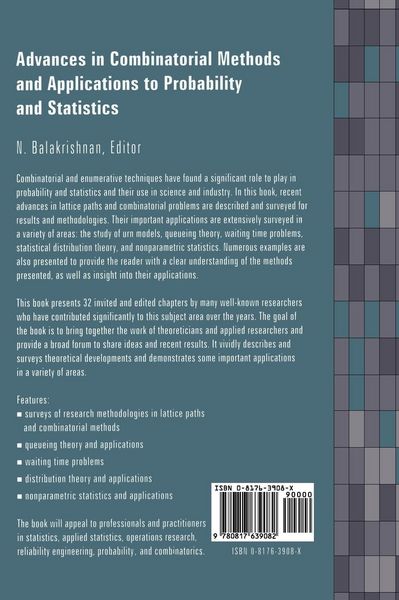Produktbild: Advances in Combinatorial Methods and Applications to Probability and Statistics